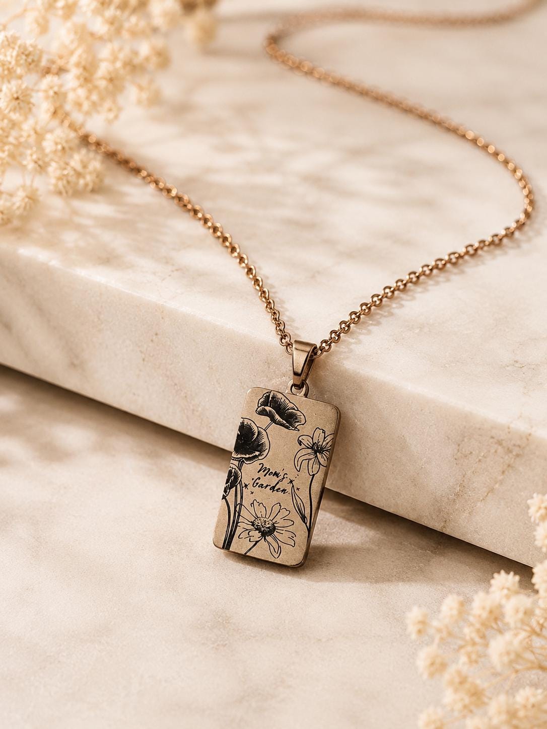 Personalized Birth Flower Necklace, Custom Floral Pendant, Mother’s Garden Jewelry