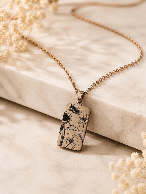 Personalized Birth Flower Necklace, Custom Floral Pendant, Mother’s Garden Jewelry