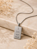 Personalized Handwriting Engraved Rectangle Pendant Necklace, Kids Writing Keepsake