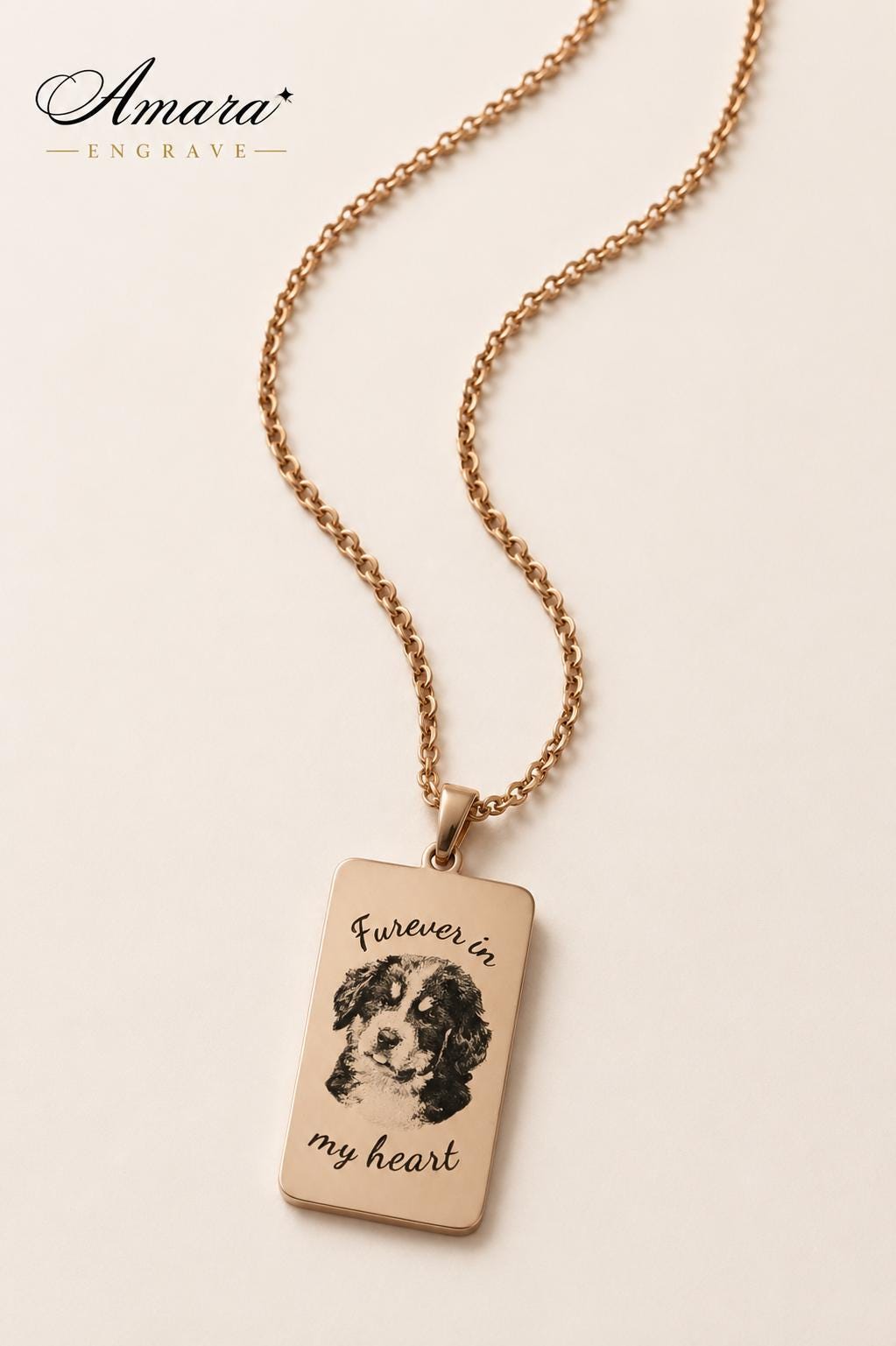 Custom Pet Photo Necklace, Engraved Dog Memorial Pendant, Stainless Steel Keepsake Gift