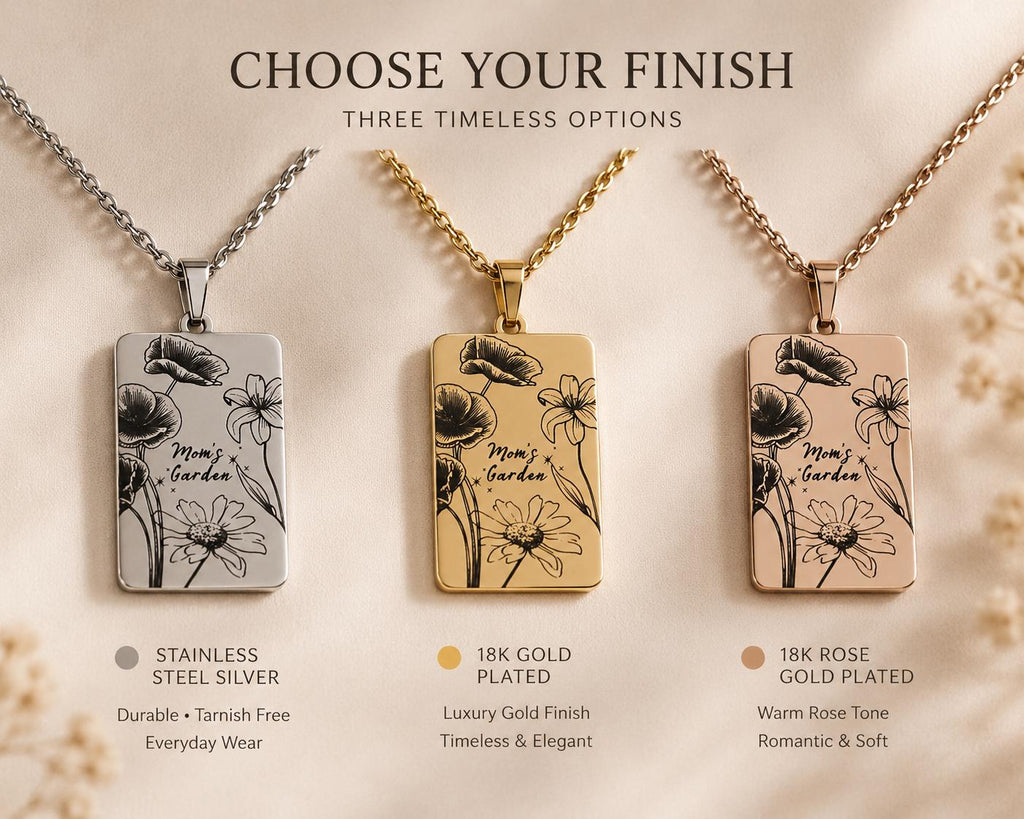 Personalized Birth Flower Necklace, Custom Floral Pendant, Mother’s Garden Jewelry