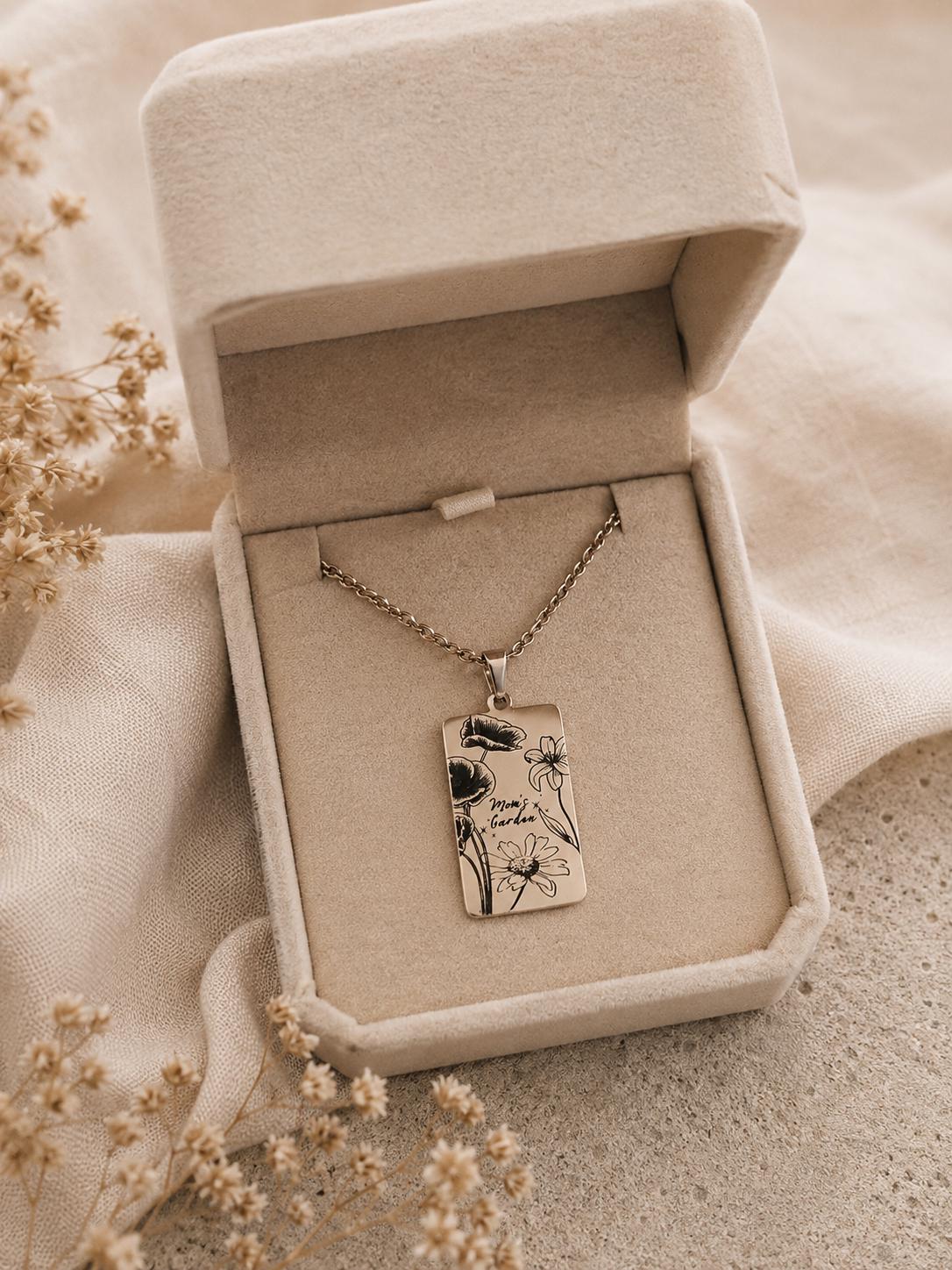 Personalized Birth Flower Necklace, Custom Floral Pendant, Mother’s Garden Jewelry