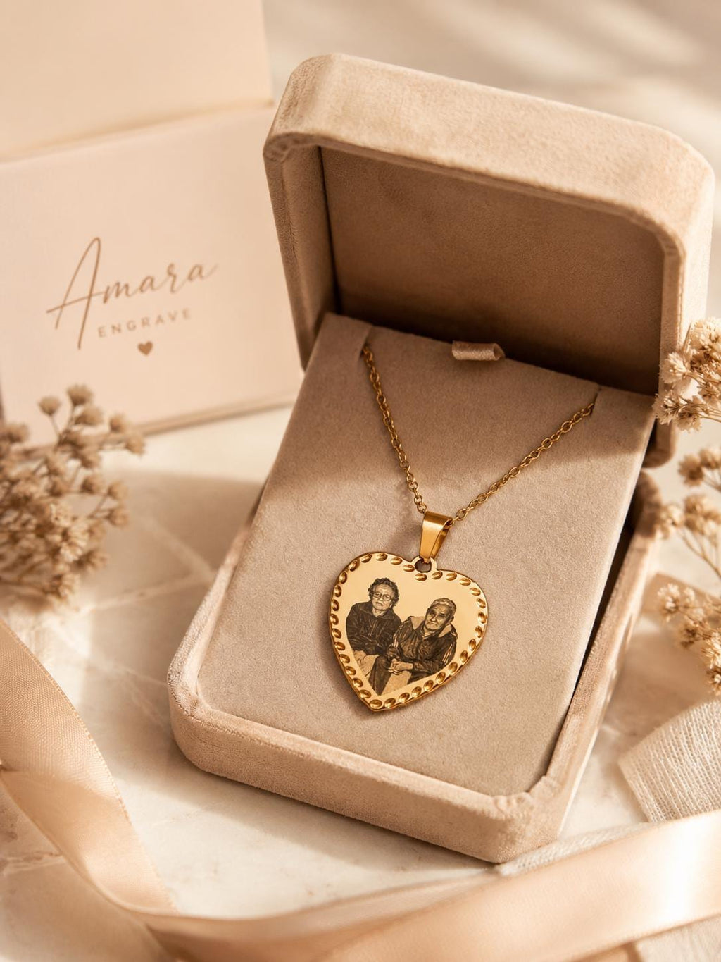Custom Heart Photo Necklace, Engraved Memorial Pendant, Personalized Keepsake Jewelry